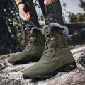 Size 38-47 Microfiber Leather Safety Hiking Boots For Men Fleece Trim Casual Shoes Warm Plush Comfortable Winter Men Snow Boots